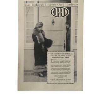 Vintage 1923 Corbin Good Buildings Good Hardware Ad Advertisement